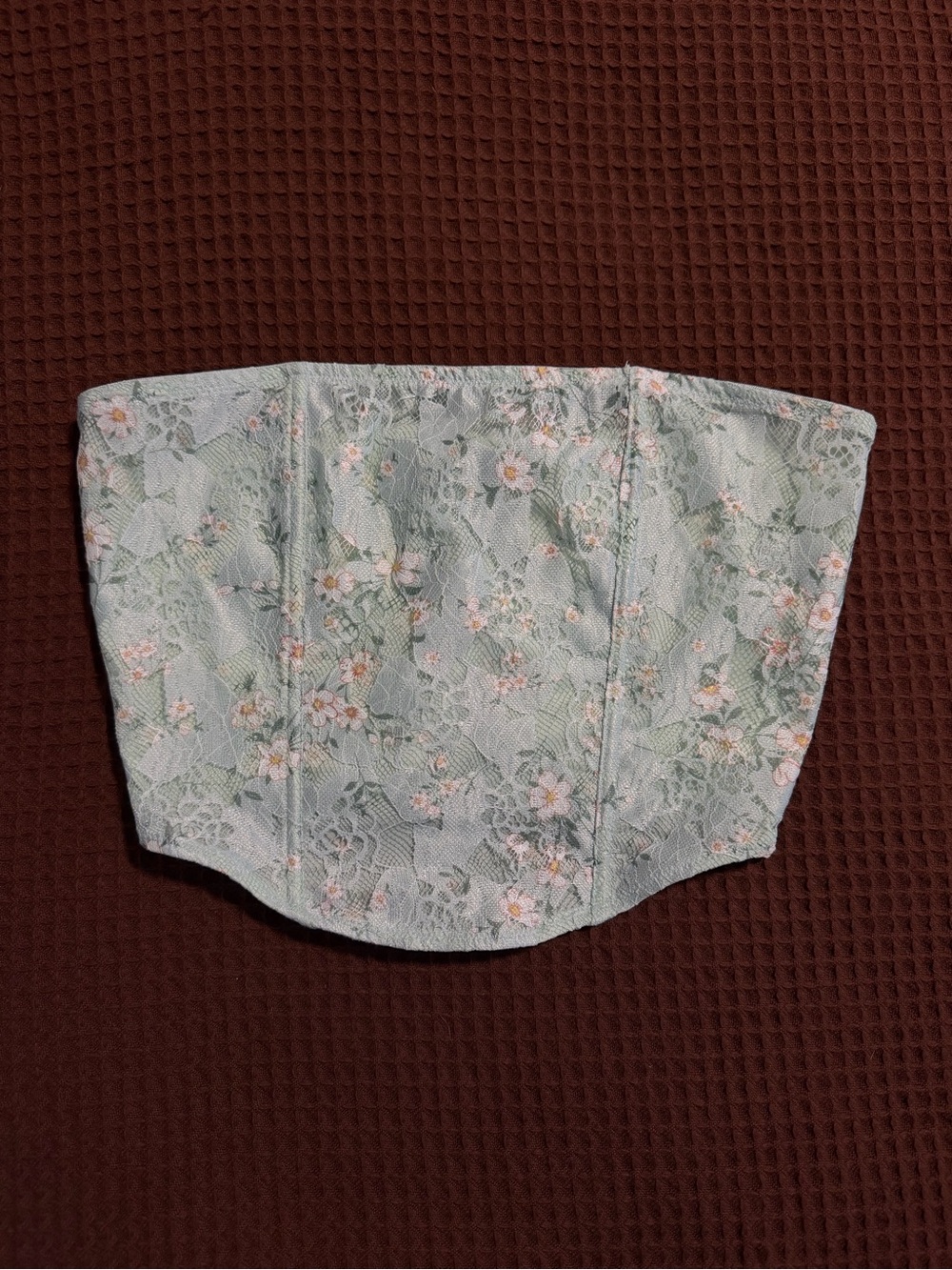 Floral Mint Lace Strapless Bustier